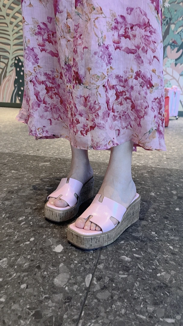 Chouduoduo 简约夏季日系甜美韩版厚底露趾坡跟女鞋