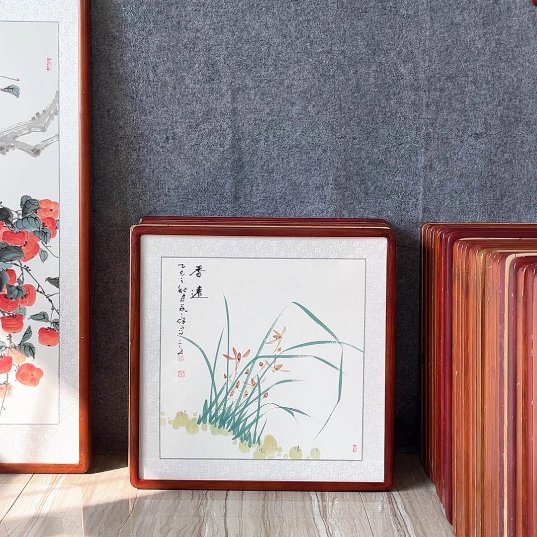 国画书画作品带框63×63