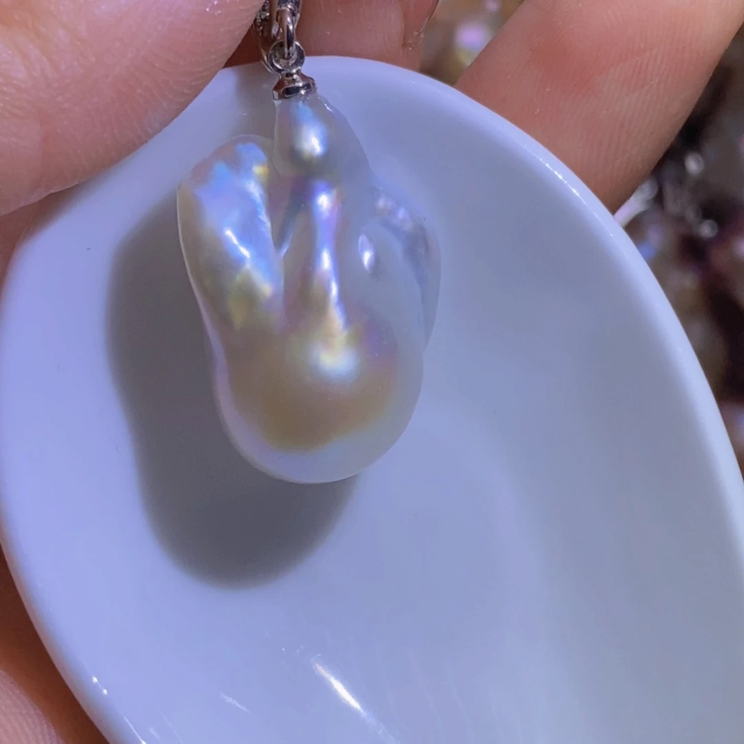 银S925镶嵌淡水珍珠微瑕