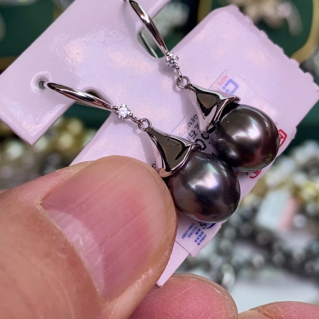 银S925镶嵌耳饰海水珍珠