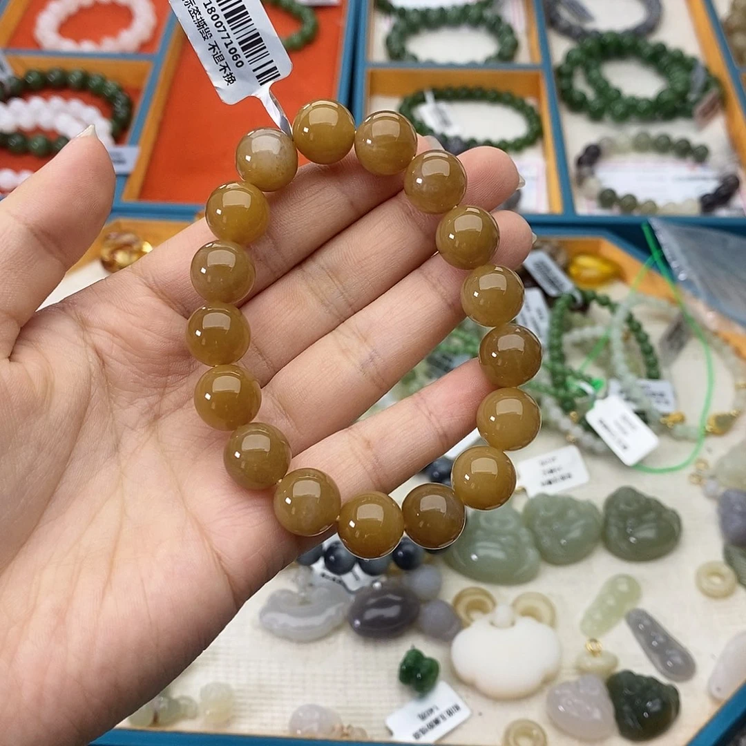 和田玉未镶嵌手链w21俄糖12mm