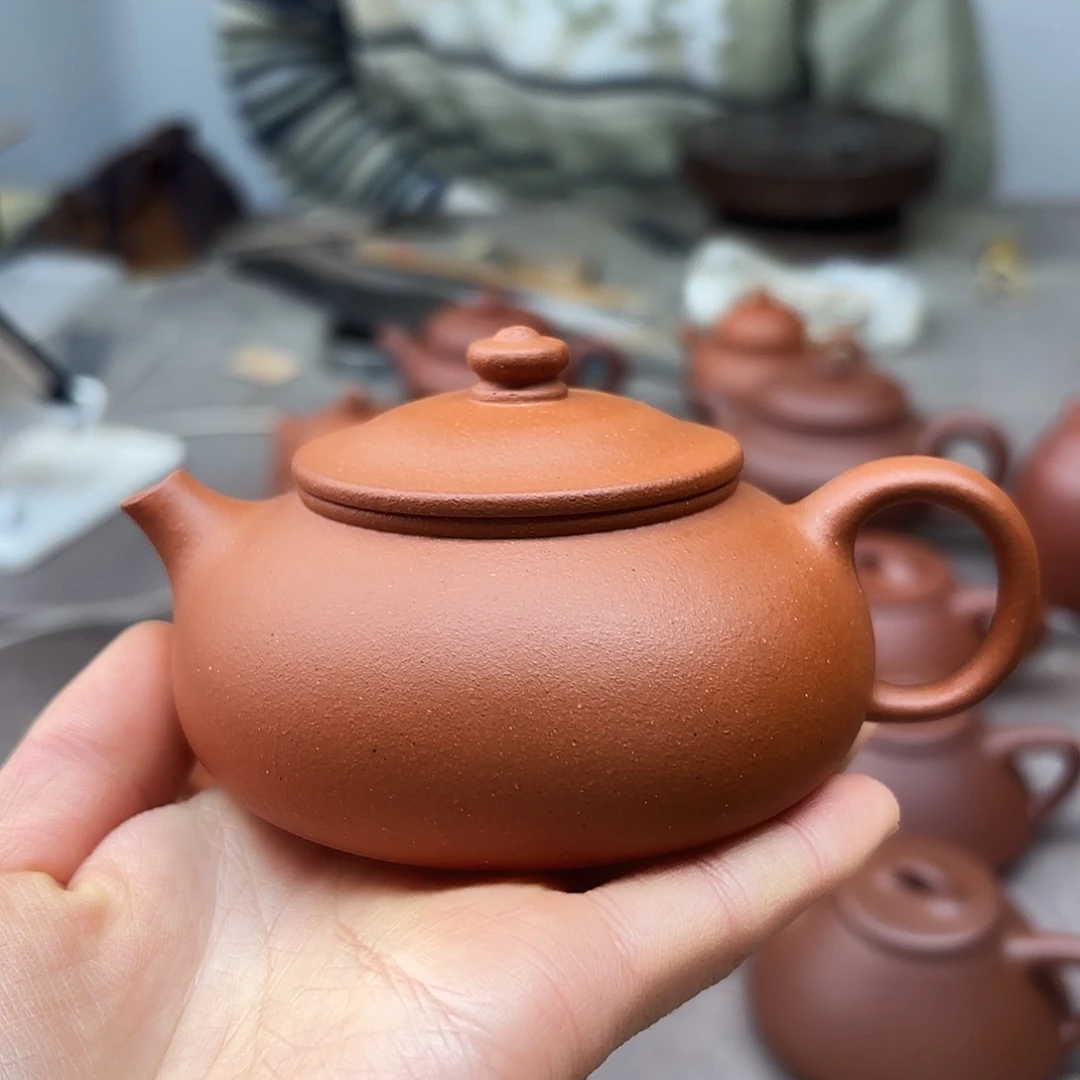 紫砂茶壶小红泥寒江140cc微瑕