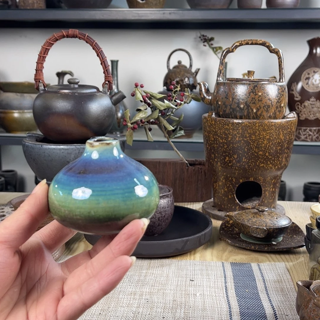 壶紫砂粗陶实用花瓶