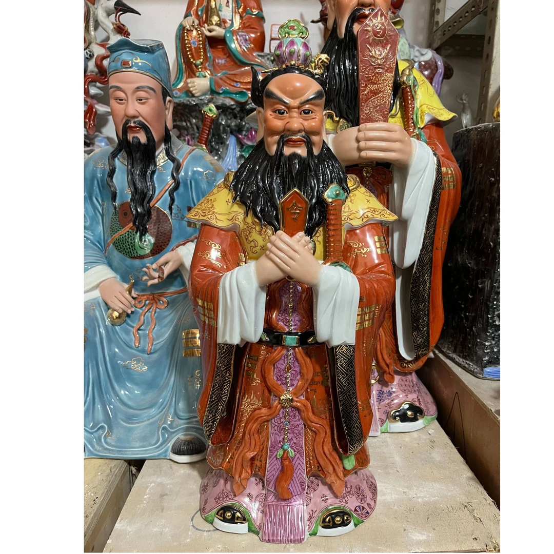 张天师张道陵景德镇陶瓷雕塑珐琅彩雕刻龙虎山张天师家用祠堂摆件