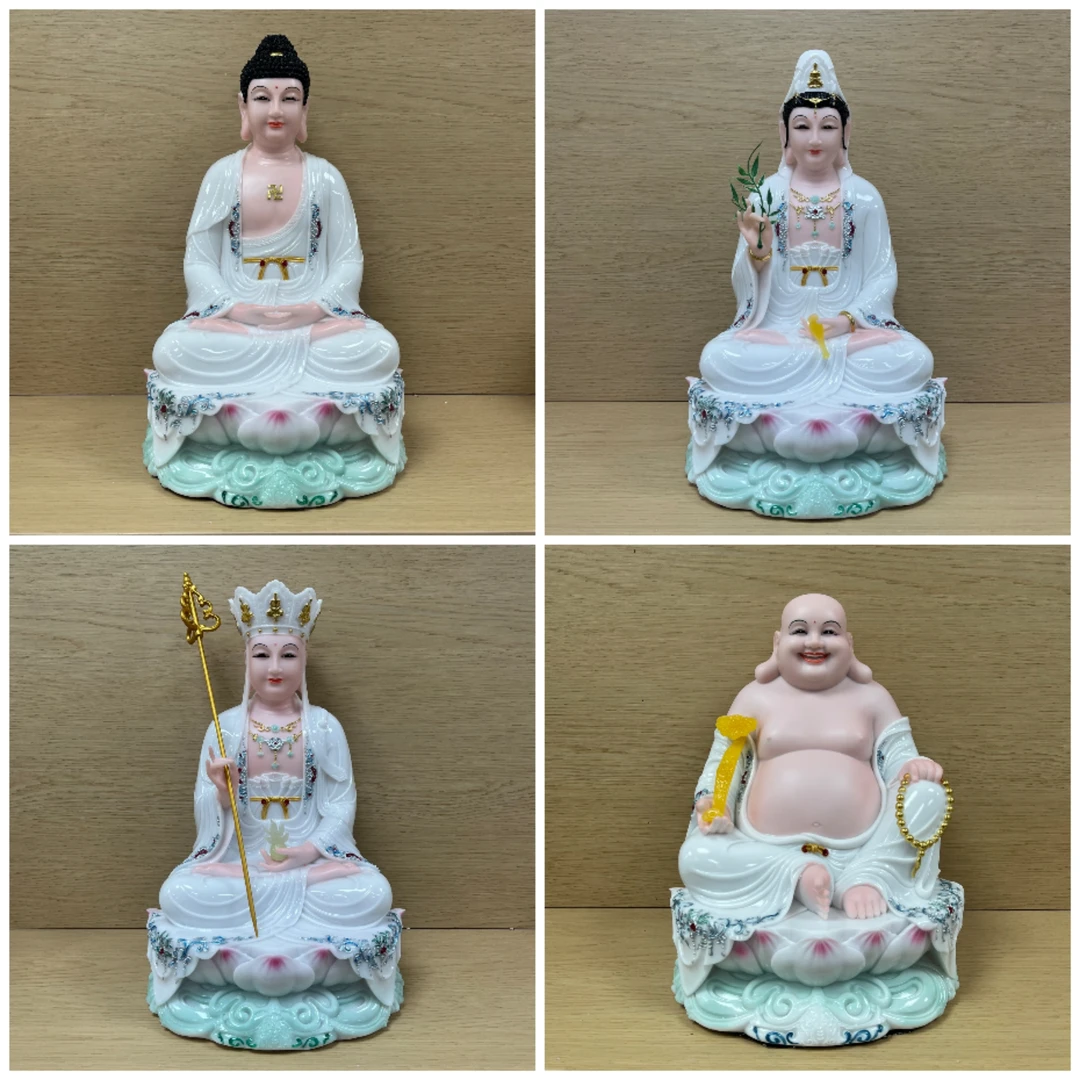汉白玉全堂佛白衣释迦牟尼地藏王观音菩萨娑婆三圣弥勒佛供奉佛像
