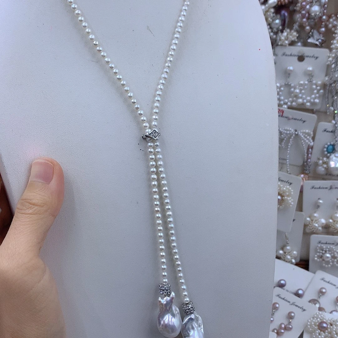 思***念银S925镶嵌项链耳饰淡水珍珠