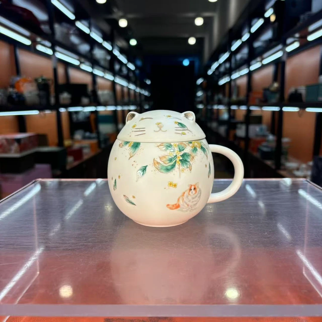 秋香茶具  猫咪两件套水杯咖啡杯茶杯-5703