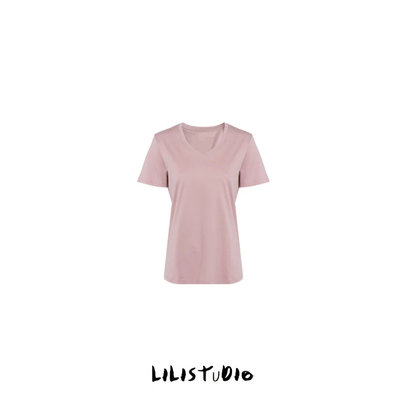 「密织简衫」不理理早春新款女装简约时尚纯色圆领修身套头短袖T恤