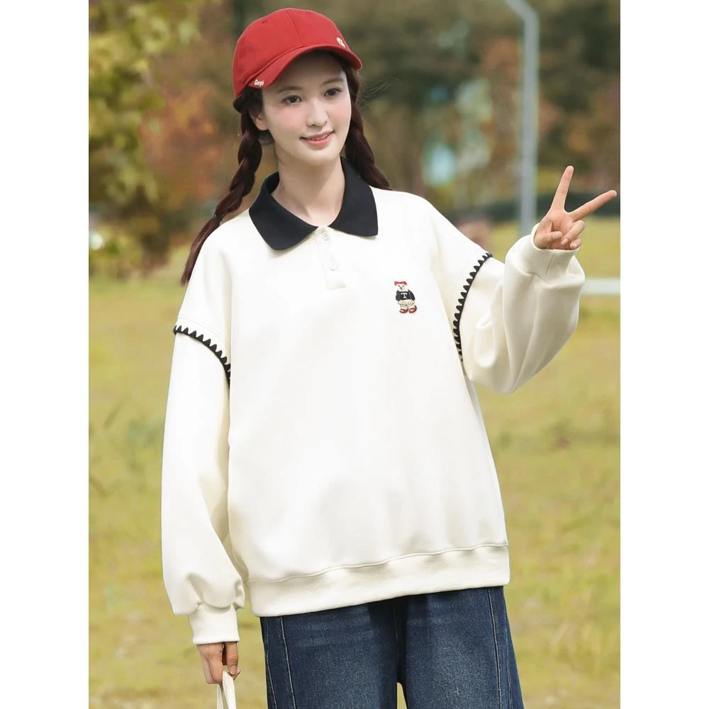 【奥莱精选】初中生卫衣女2025新款春秋季高中生韩版宽松上衣12-1
