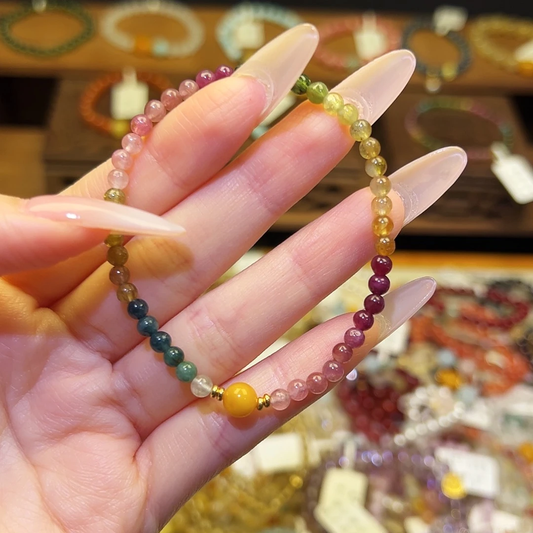 水晶手链银S925镶嵌碧玺1341