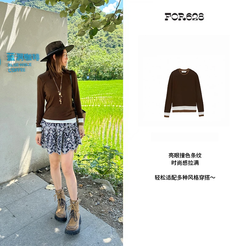 ANNENONO设计师品牌 小众新款 三色圆领长袖T恤