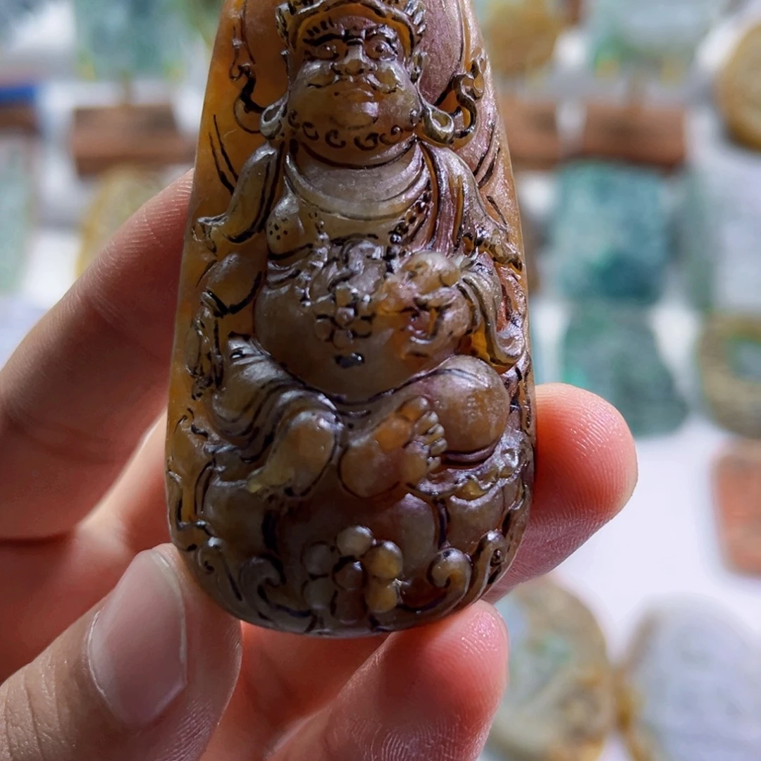 裕***业定制翡翠未镶嵌定制翡翠未镶嵌财神挂件不退不换