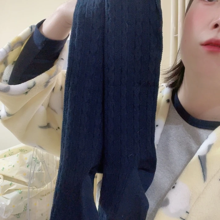 三醋酯纤维藏蓝色羊打底裤连脚90-130斤716