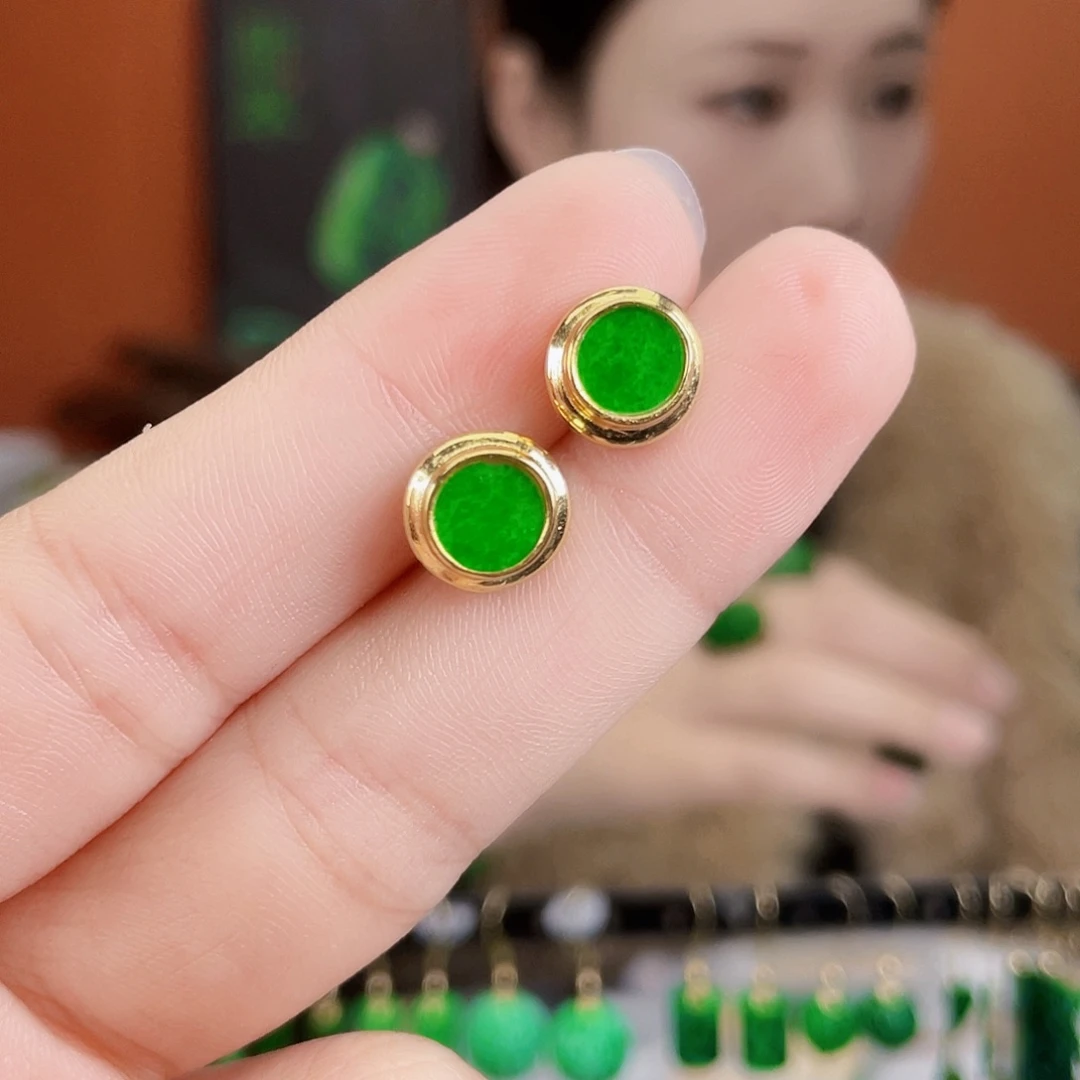 翡翠银S925镶嵌耳饰