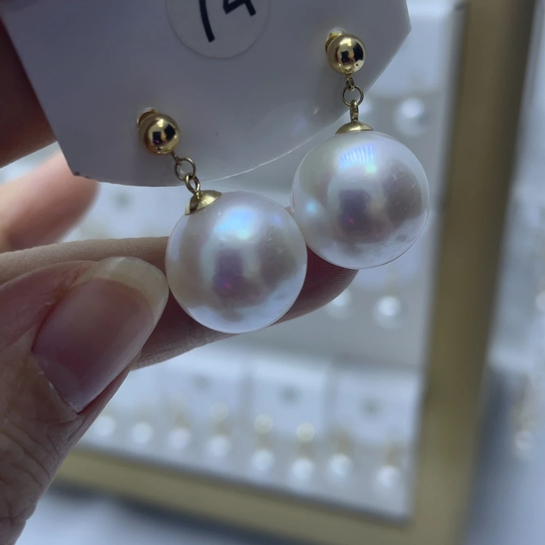淡水珍珠耳饰18K金镶嵌