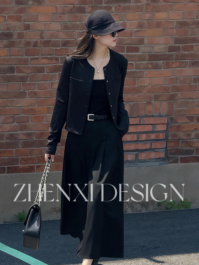 ZHENXI【奥黛丽】高个子穿搭秋季极简风时尚短款外套25QDJZ0536