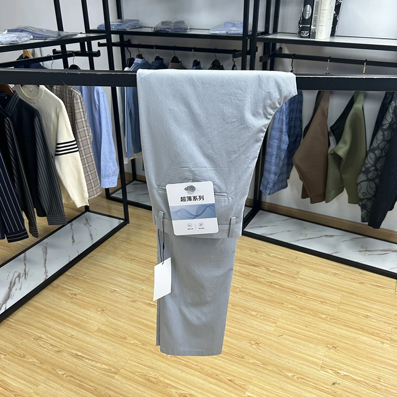 速干料轻薄透气素净休闲长裤春夏季修身直筒长裤 Y5T0545