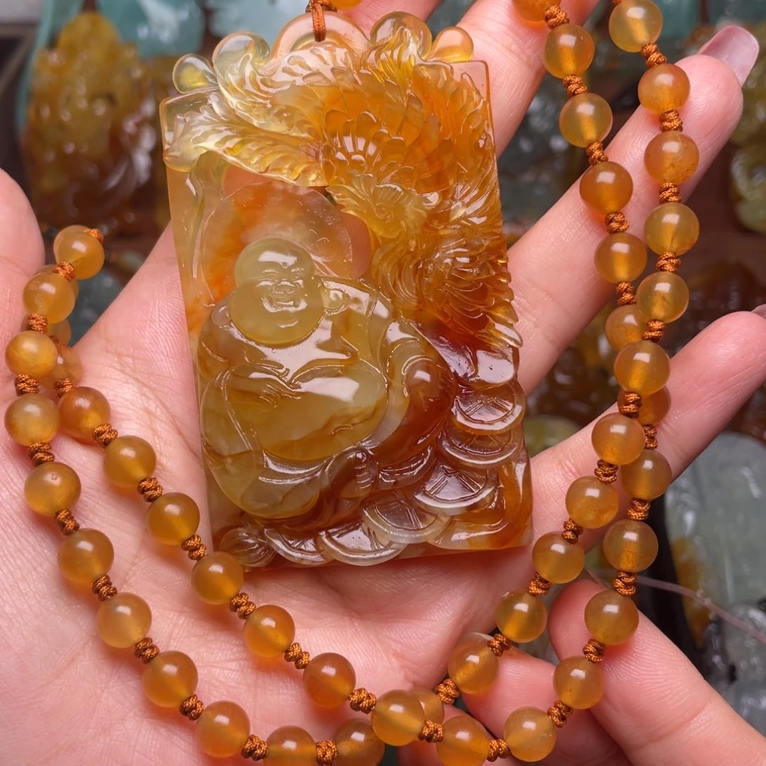 蛇纹石玉颈饰未镶嵌山****啊