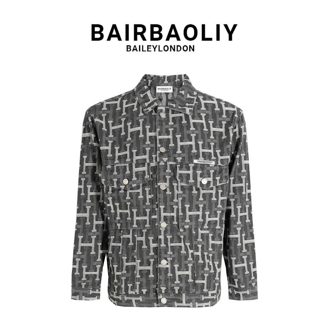 BAIRBAOLIY时尚高端提花夹克男士2025新款复古百搭休闲牛仔外套潮