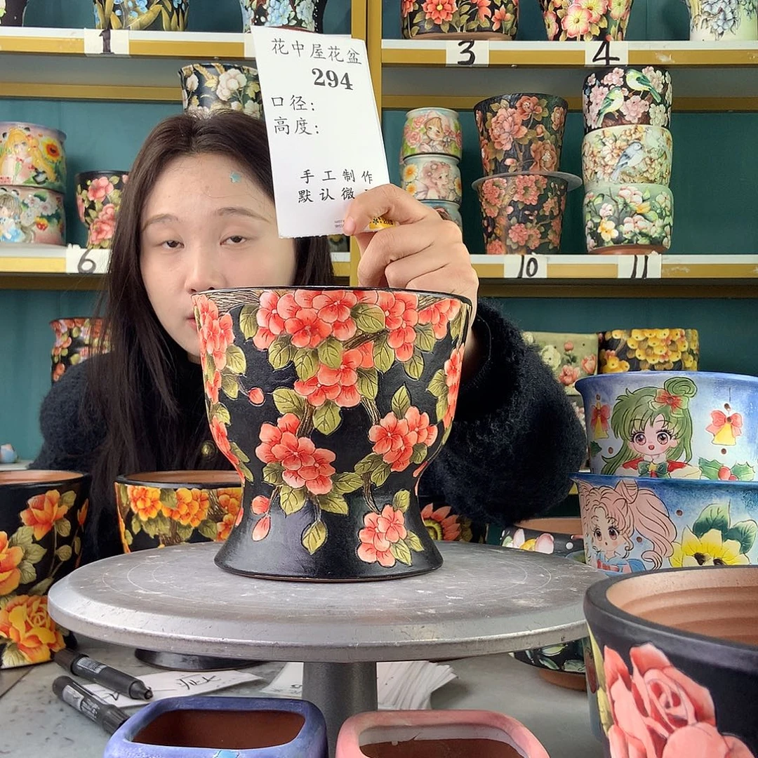 竹***间陶景德镇手工花盆294
