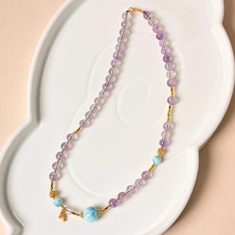 【奇姐专属】九福晶典 925银紫晶超七水晶DIY项链 CJ14530