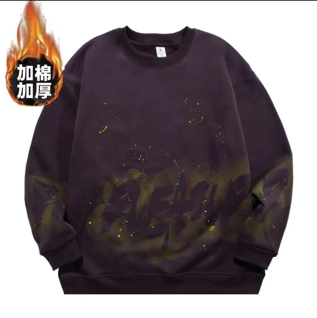 卫衣休闲加厚透气秋冬潮流百搭不起球落肩袖情侣复古宽松圆领2