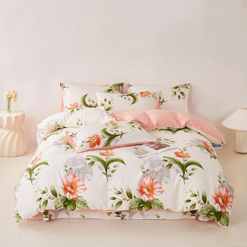 西柚子 2025新款全棉纯棉加厚床品四件套简约学上宿舍床上套件