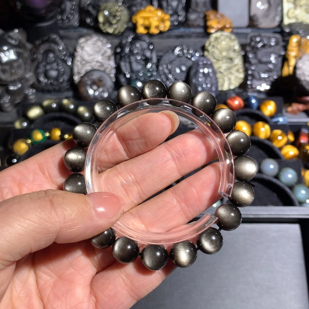 小***星未镶嵌黑曜岩手链10mm