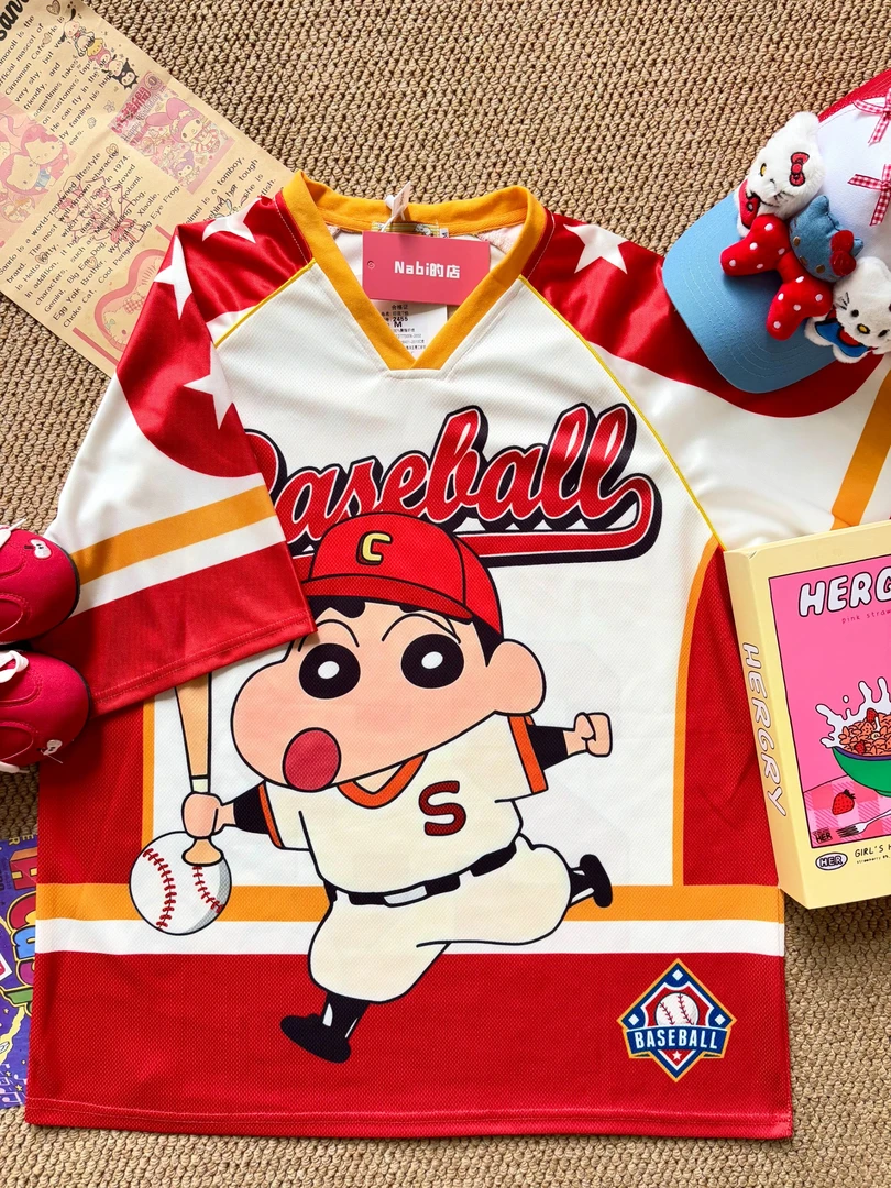 【Nabi】红色蜡笔小新球衣时尚潮流短袖2455