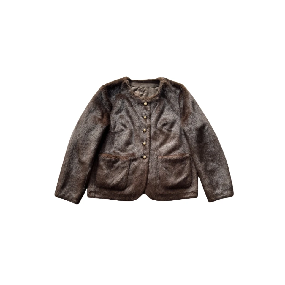 2025新款仿水貂绒皮草外套女秋冬圆领小香风皮毛一体高级短款上衣