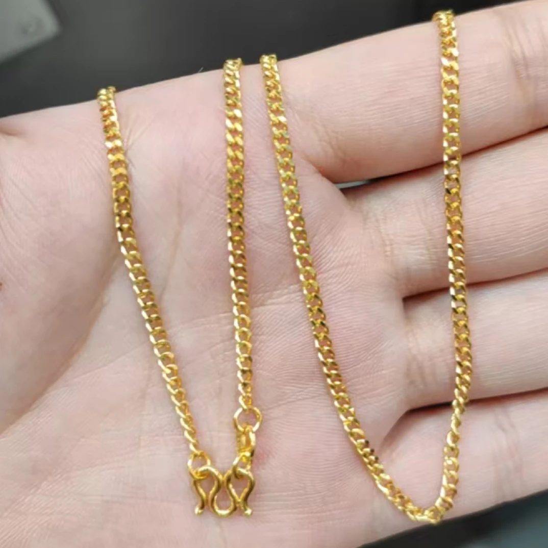 5G工艺黄金项链古巴链侧身链经典时尚款链子素链按克计价足金999