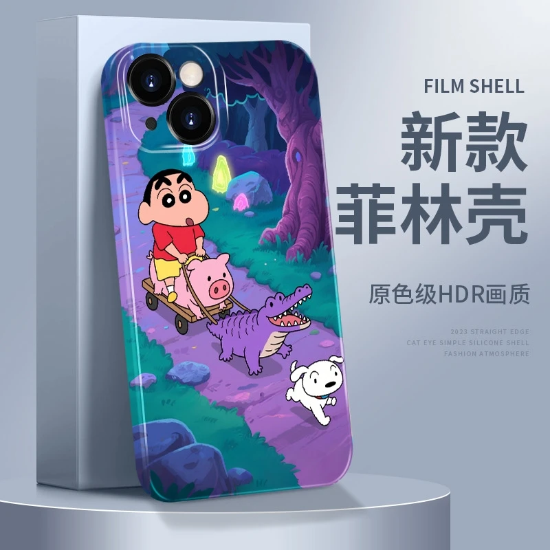 创意液态小新骑猪恐龙拉车菲林软壳适用苹果/华为//可爱手机壳