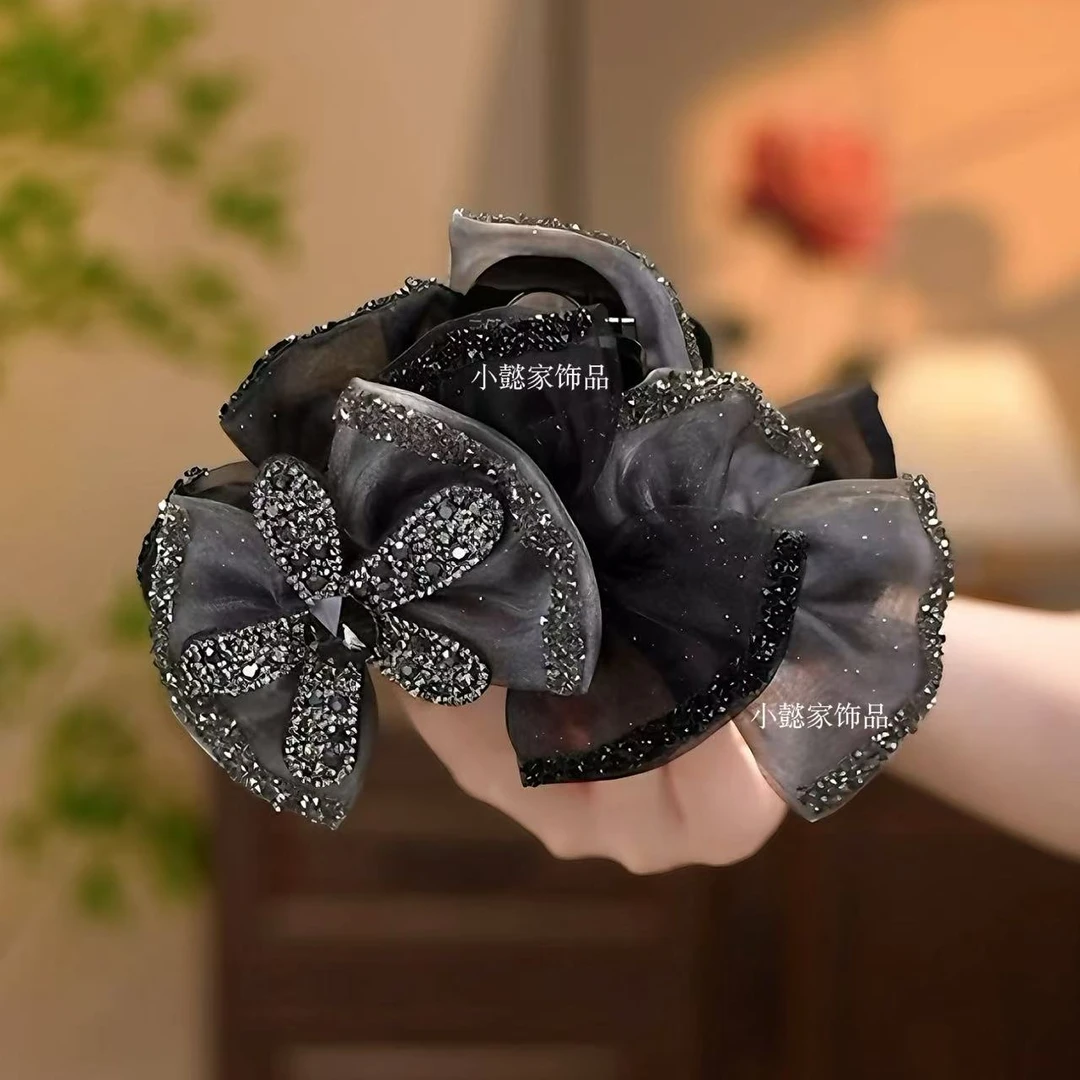 小懿家甄选【墨纱向阳】琥珀流光太阳花网纱抓夹优雅高级夹时尚发夹
