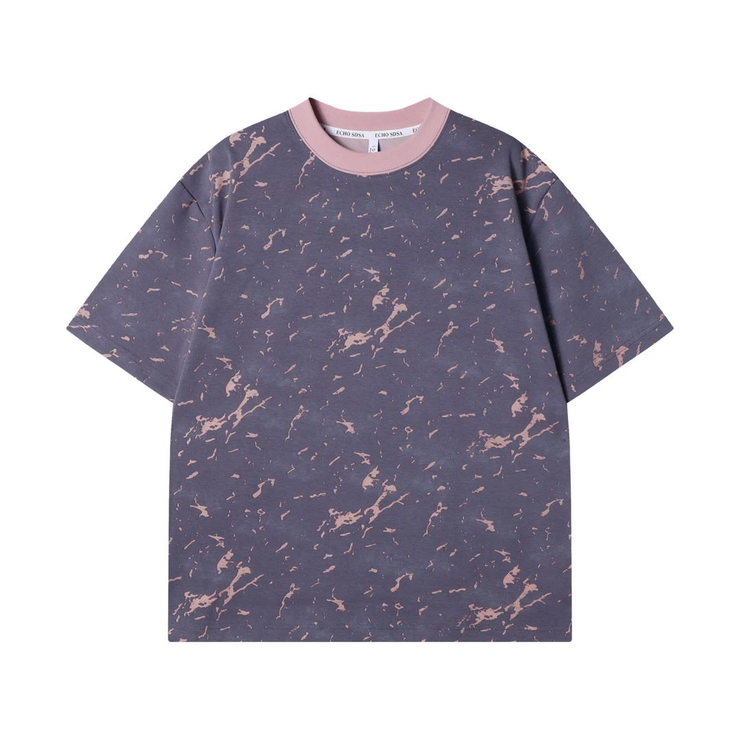 夏季高级感新款韩版撞色简约圆领短袖T恤休闲宽松时尚男士上衣