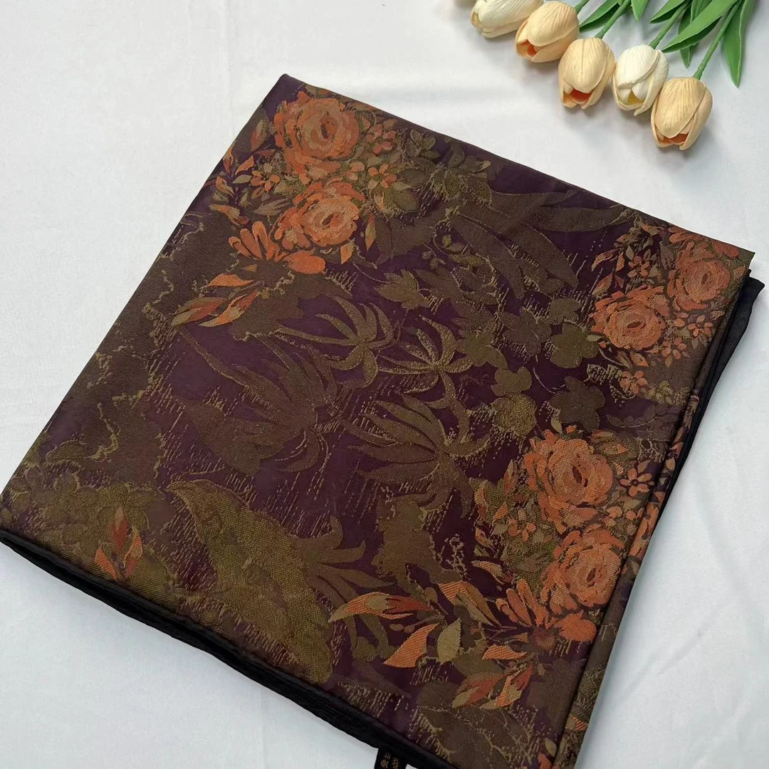 140宋锦香云纱方巾-木下闲栖  135cm丝巾