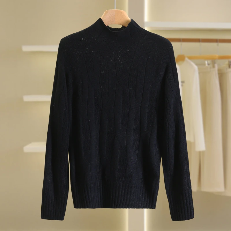 【伍莎-自营】半高领修身纯色针织衫#PHD48M014