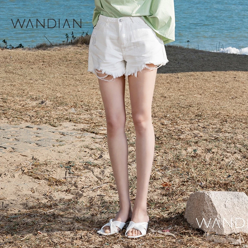 婉甸经典白毛边短裤夏季新品女装短裤a版毛边牛仔短裤1222X03DJ4