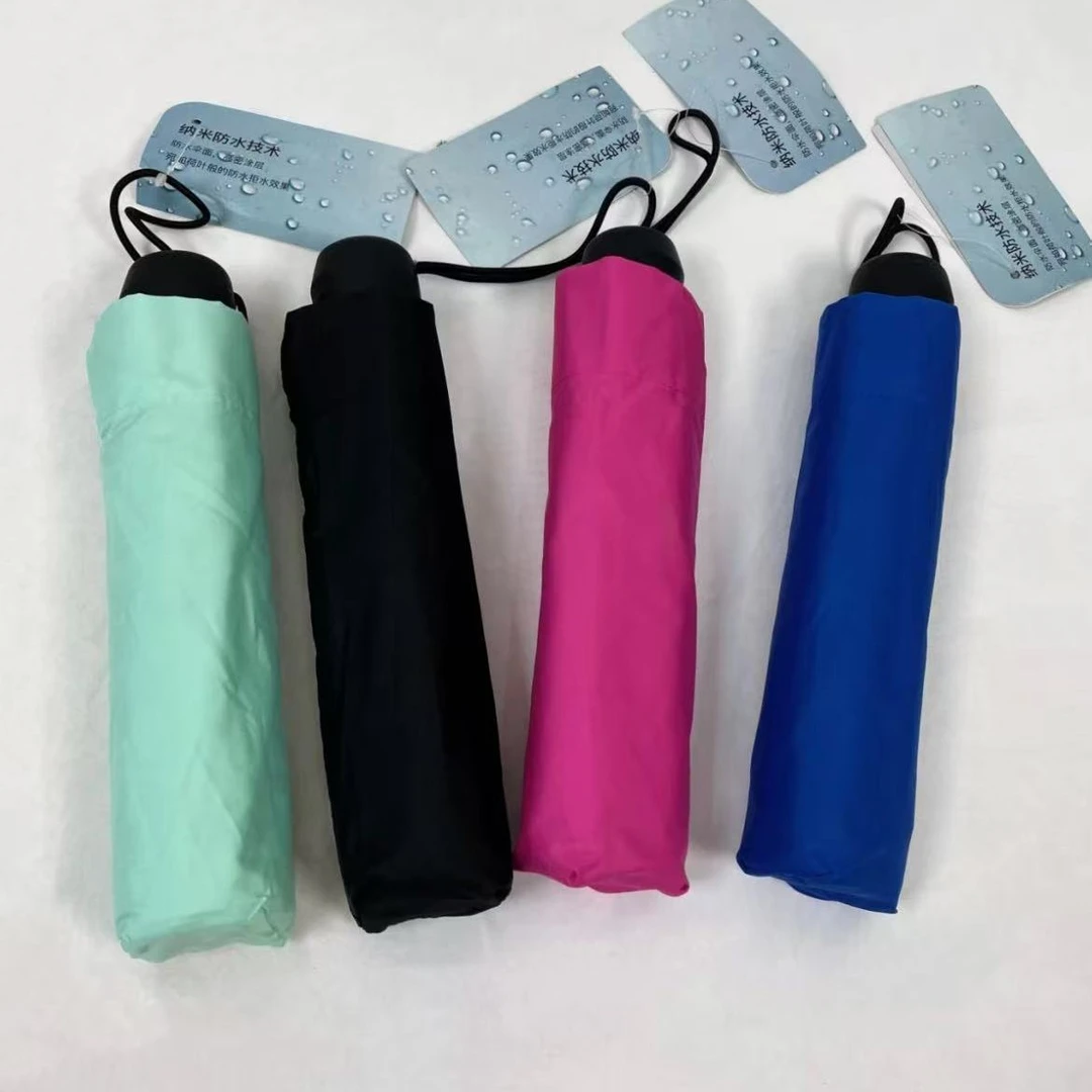 超轻三折多色糖果色折叠铅笔晴雨伞抗风便携学生适用
