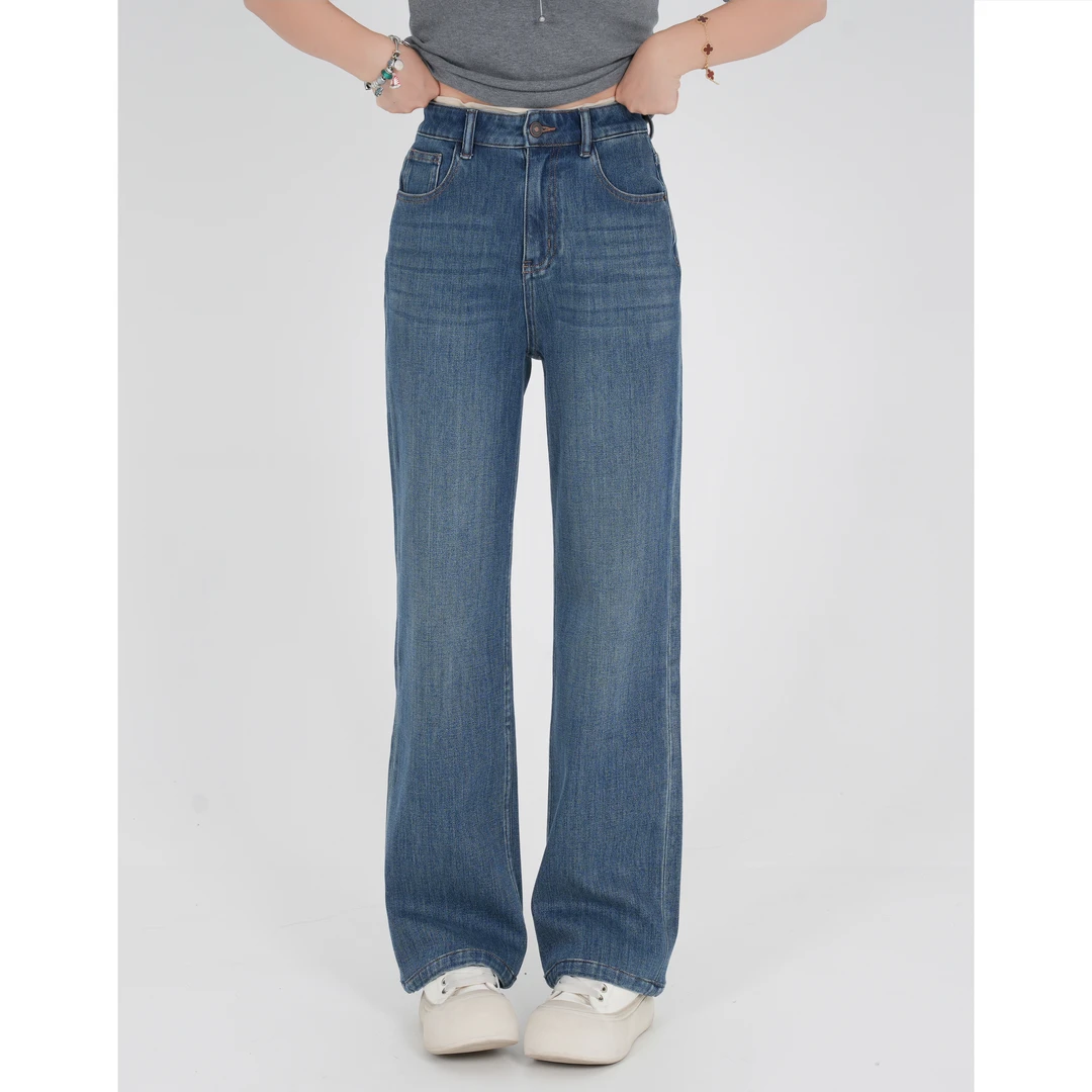 小个子圆圆JM010高定四面弹高腰直筒牛仔裤显瘦百搭秋季新款长裤