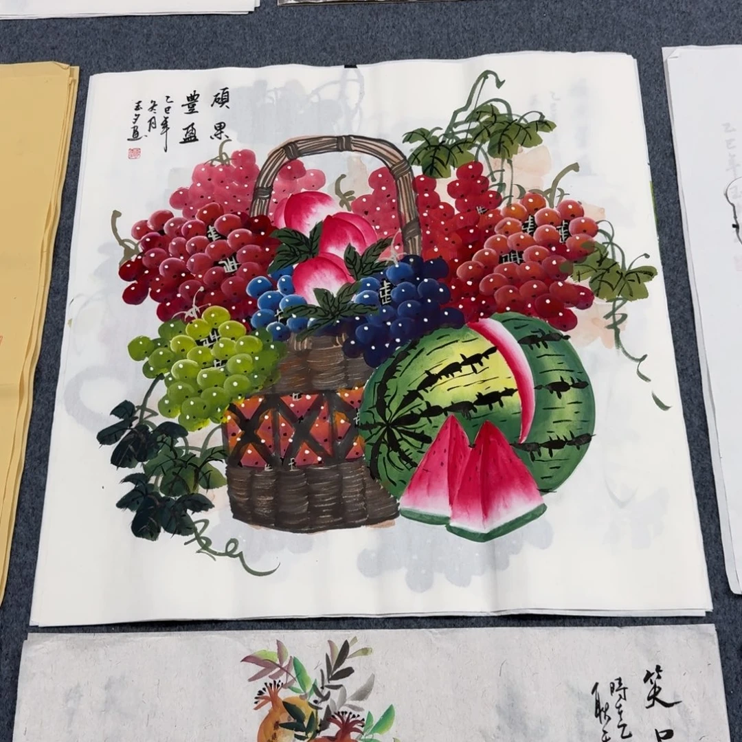 国画四尺斗方70X70纯手绘作品