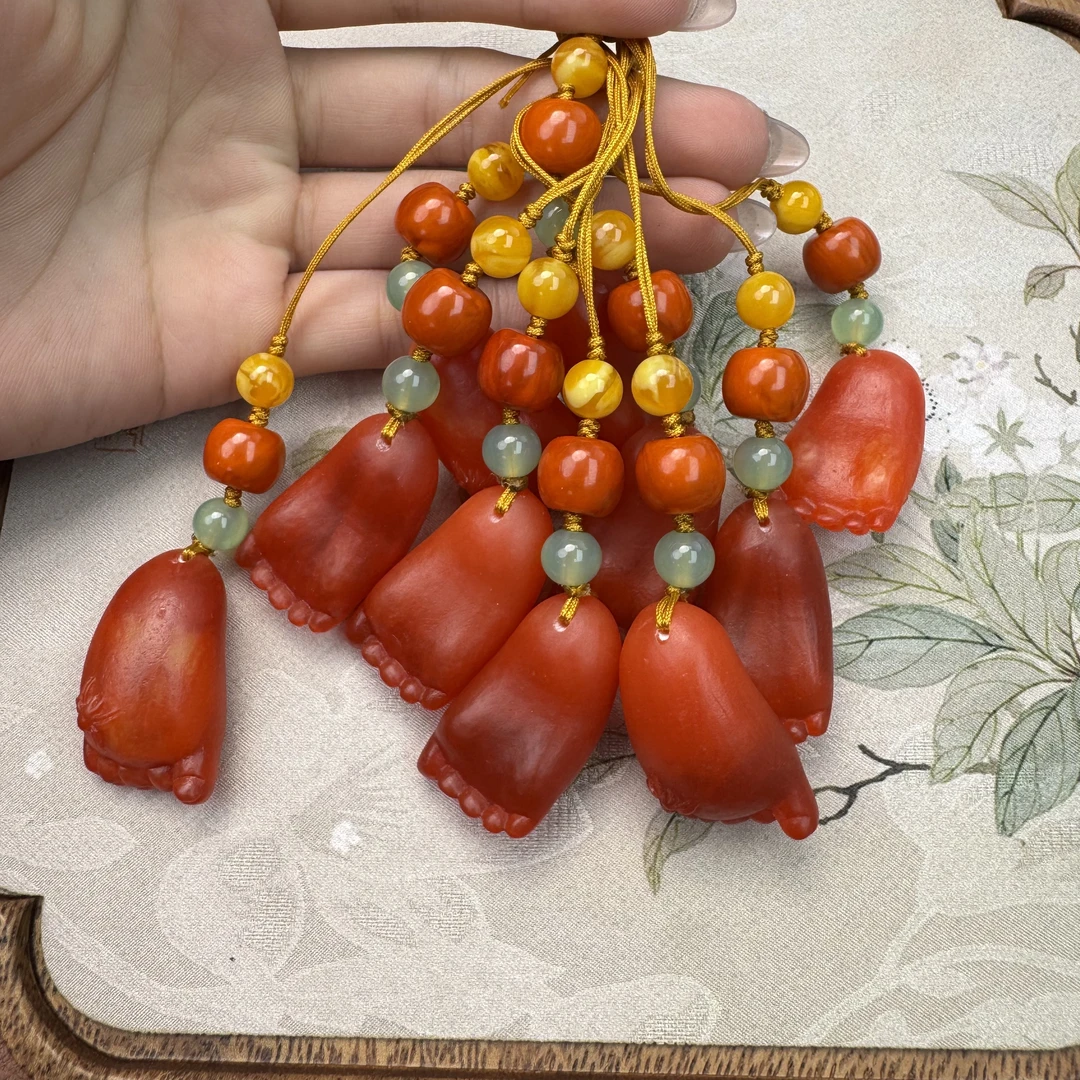 非金属珐琅吊坠 橘色 精致佛脚吊坠 福