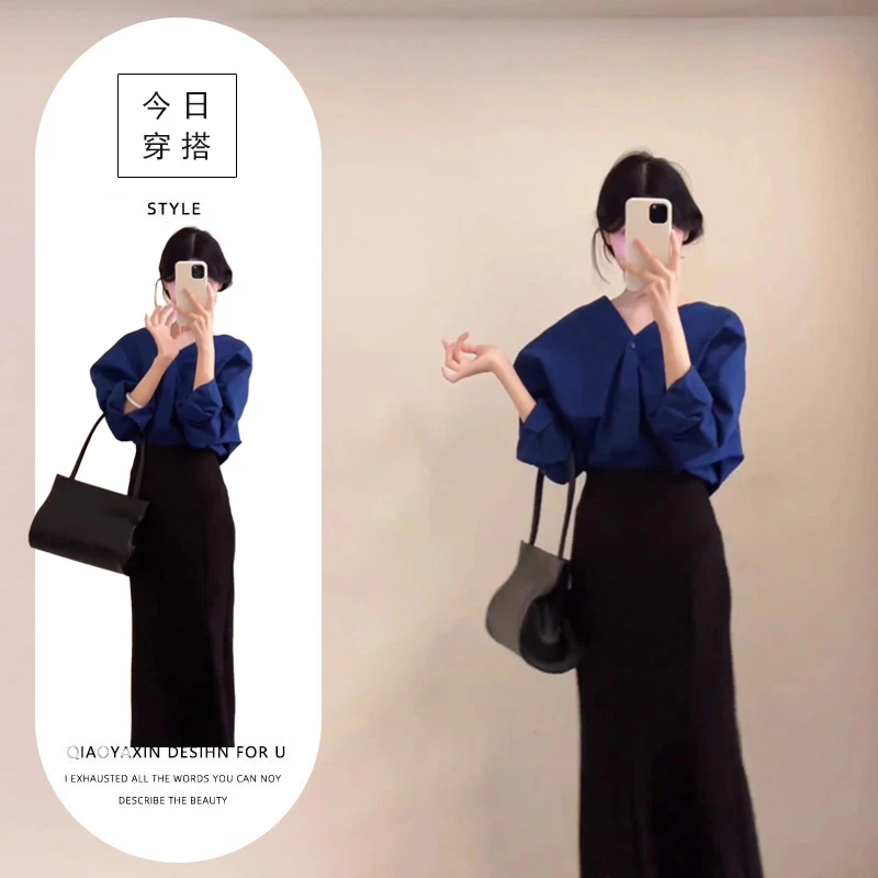 轻熟风气质套装女2025春季新款宽松衬衫半身裙显瘦两件套时尚女装