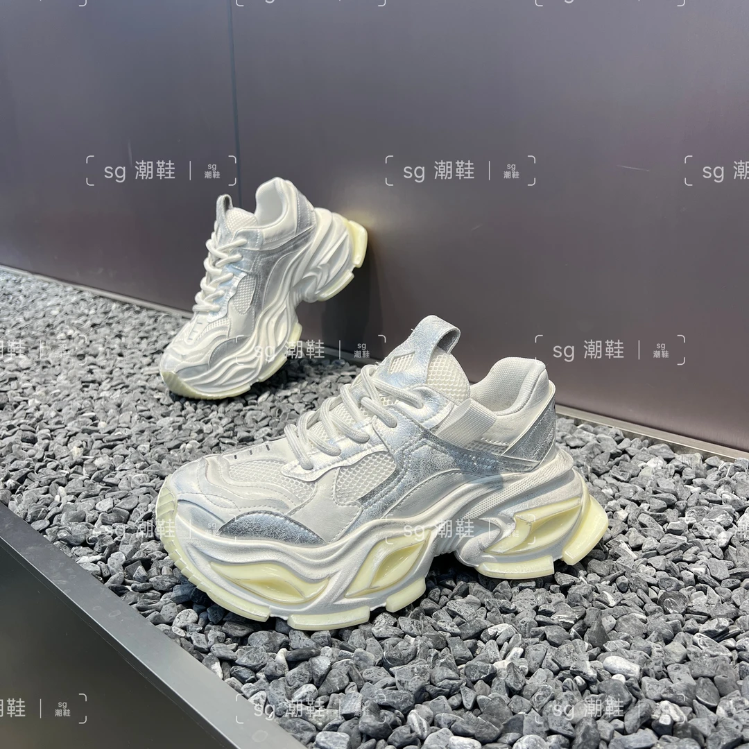 2025春夏款男士休闲时尚网面透气增高厚底舒适百搭低帮潮流老爹鞋