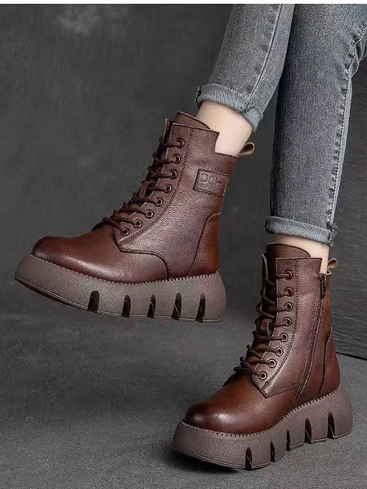 2082头层牛皮棕色复古英伦风潮款马丁