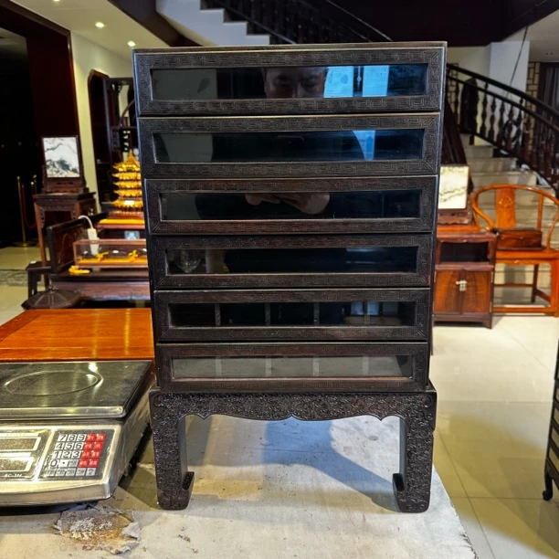 老挝红酸枝云龙纹深雕收纳柜多功能牙科柜（高62/38/38公分）35斤