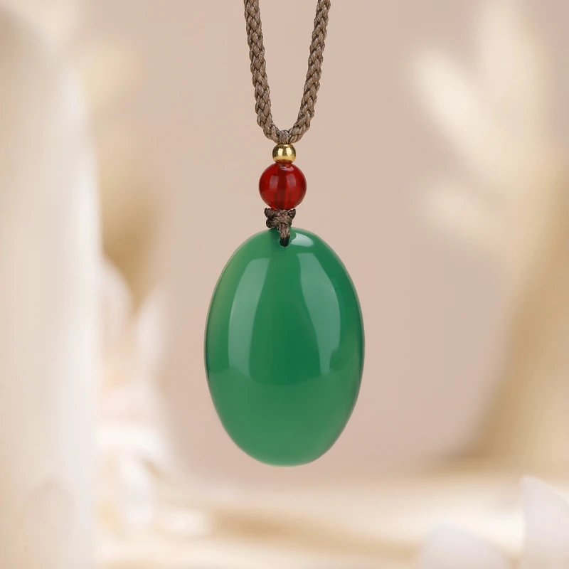 【星光村小飞达人H1839】绿色玛瑙蛋面吊坠