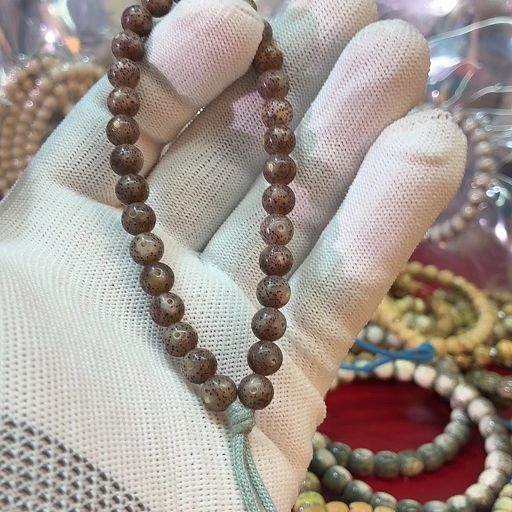 星月菩提手串7尺寸龙蛋粉冰