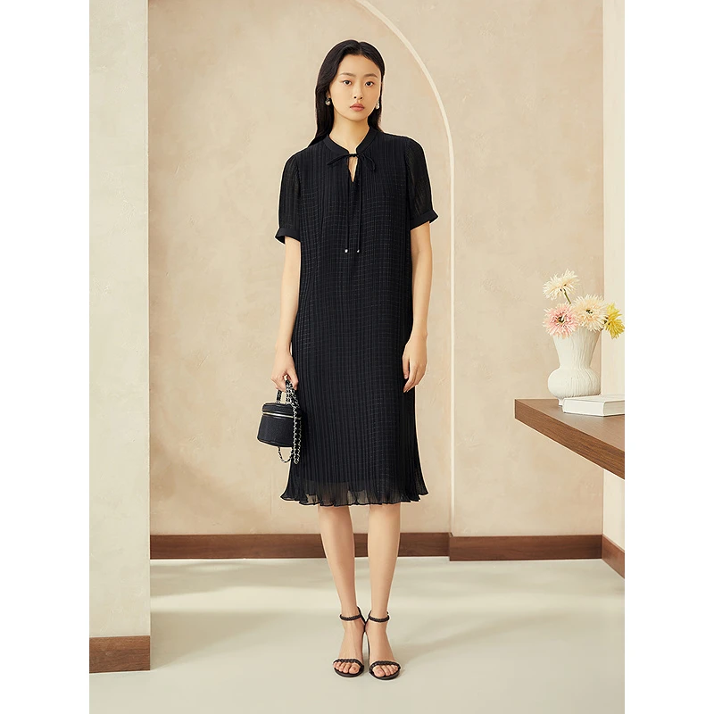 YINER音儿2025夏季新款时尚气质复古优雅提花连衣裙8C65205466