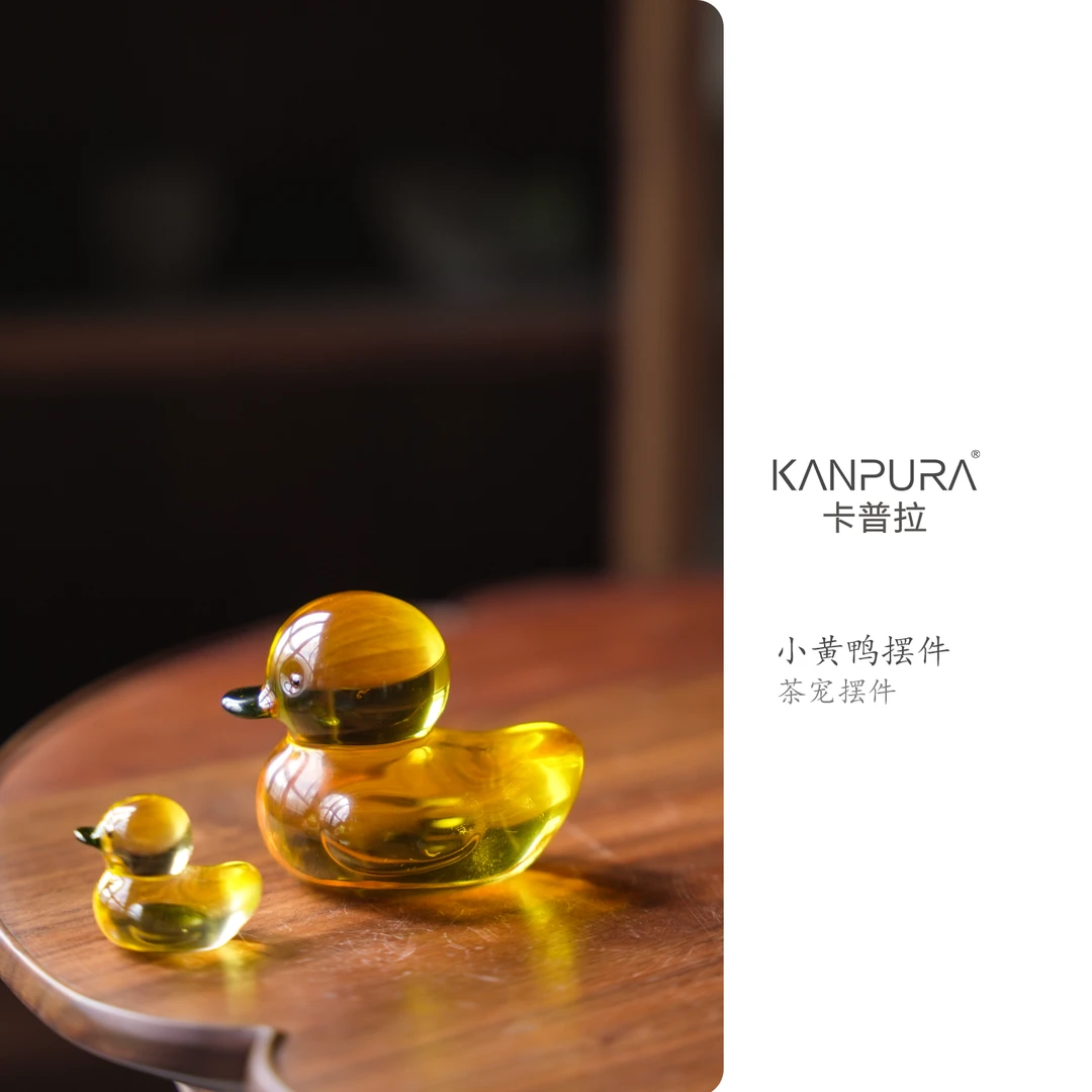 水晶鸭子摆件大小号组合手工茶道茶宠摆件