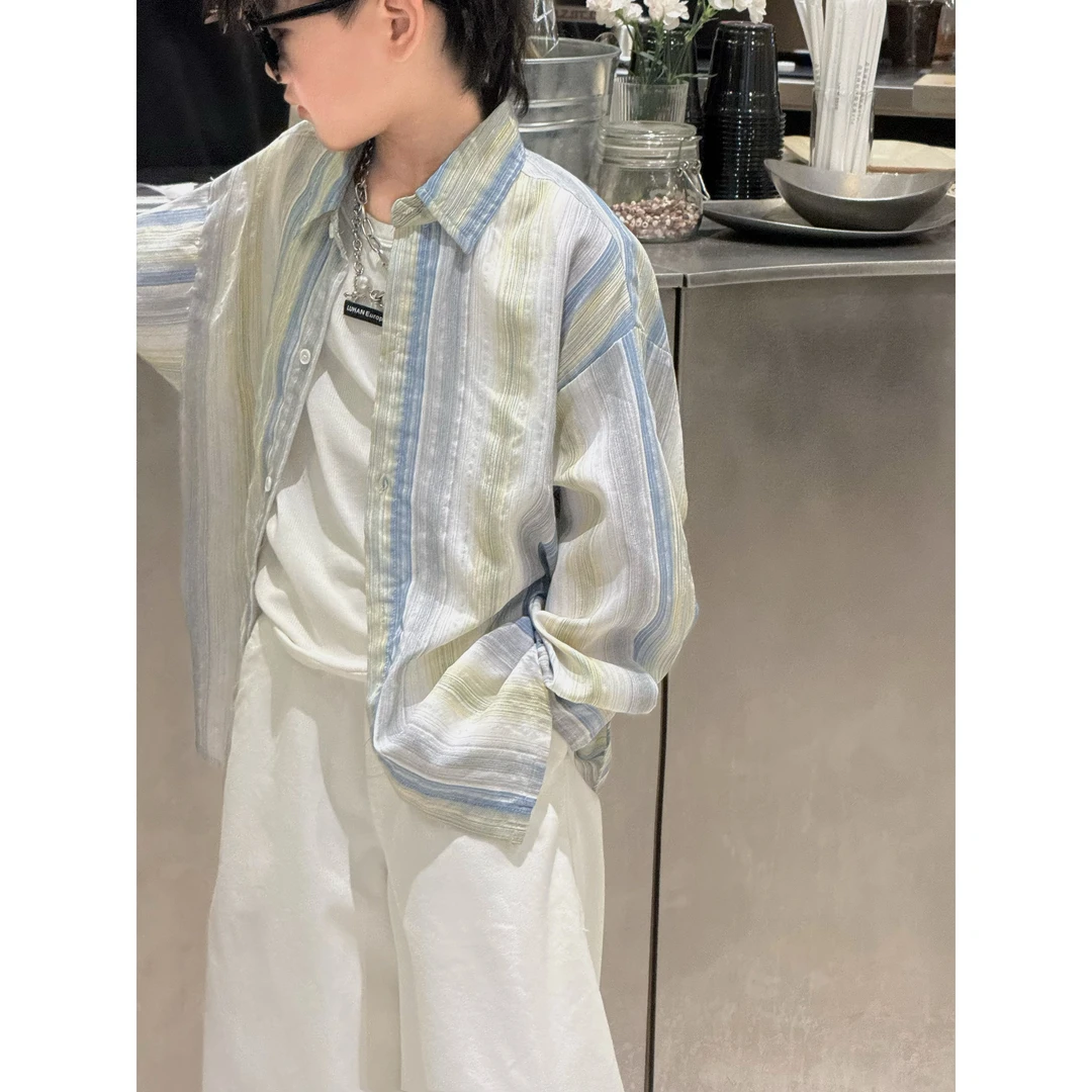 现货THE LUHAN【假日指南】春秋休闲宽松亲子装中大童百搭衬衫25099